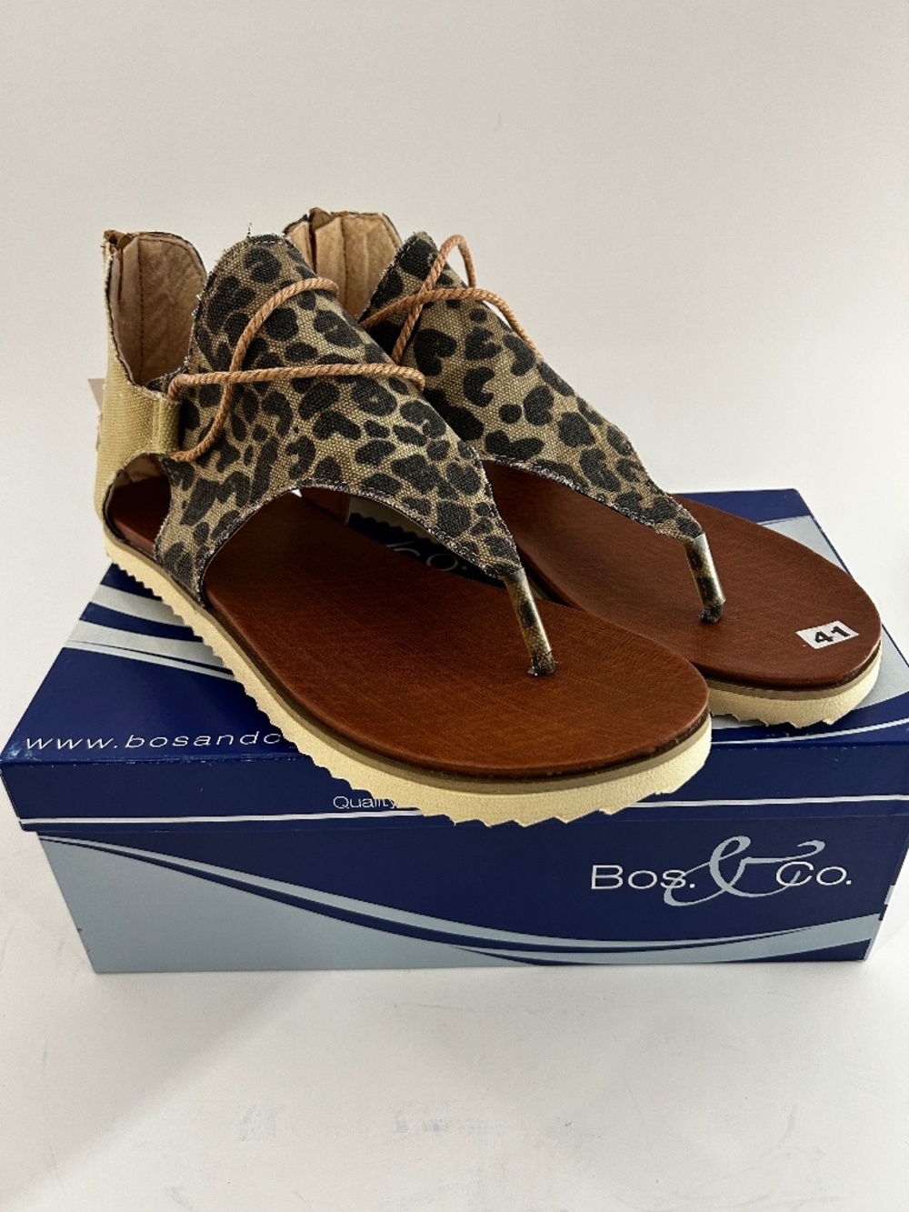 Bos & Co Lux Leopard Suede Sandals – Size EU 41 – BNIB
